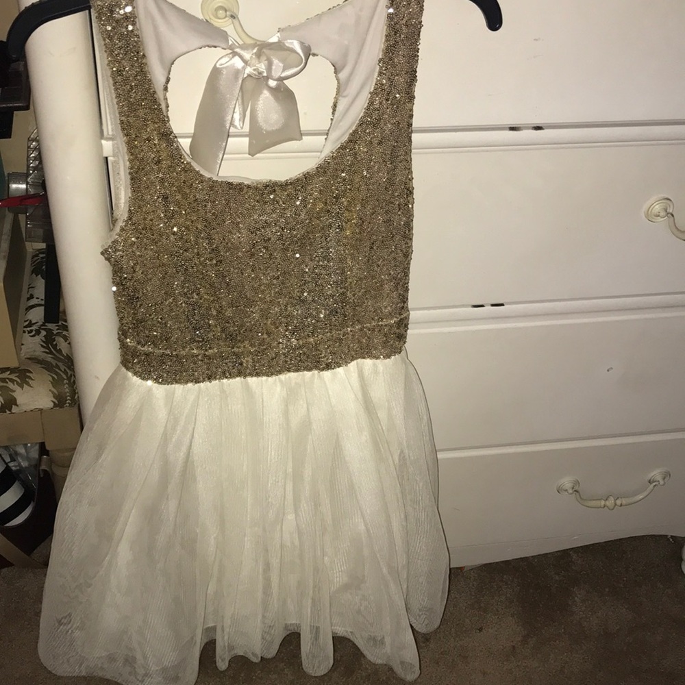 White and Gold Sequin Dress